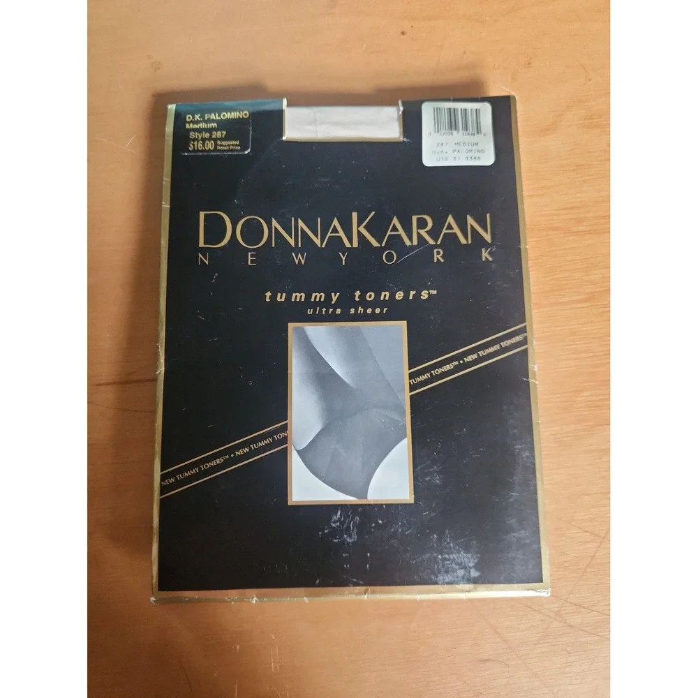 Vintage 1993 Donna Karan Tummy Toners Pantyhose Medium Palomino Style 287 USA
